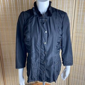 Tres Jolie Black Ruffled Collar Lightweight Jacket Size Medium